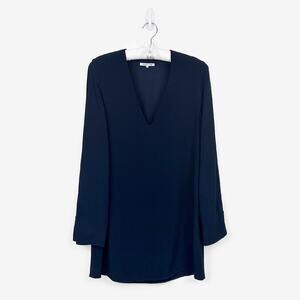 Helmut Lang Deep V Neck Mini Dress Medium Navy Quiet Luxury Old Money Cocktail